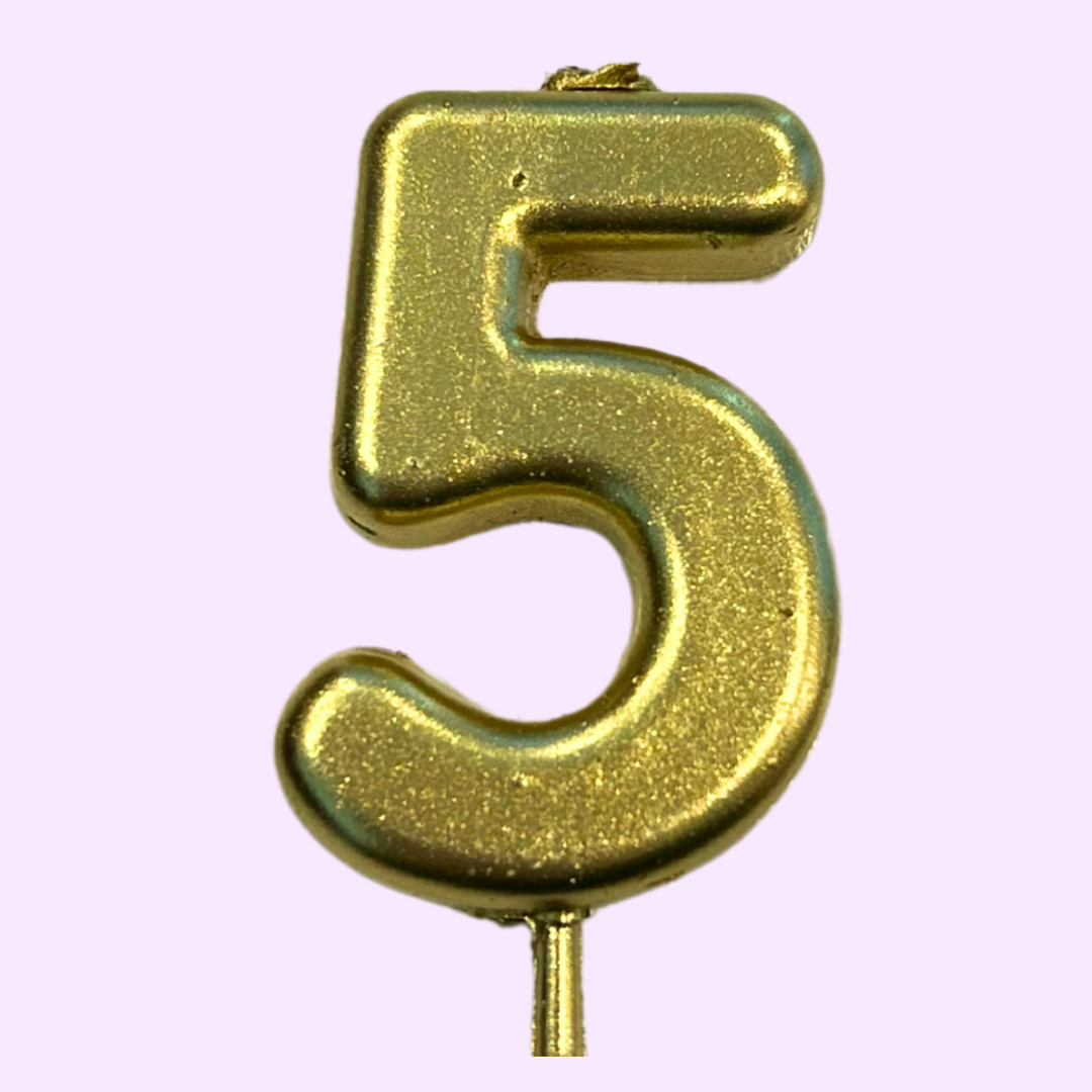 Number 5 Candle - Gold