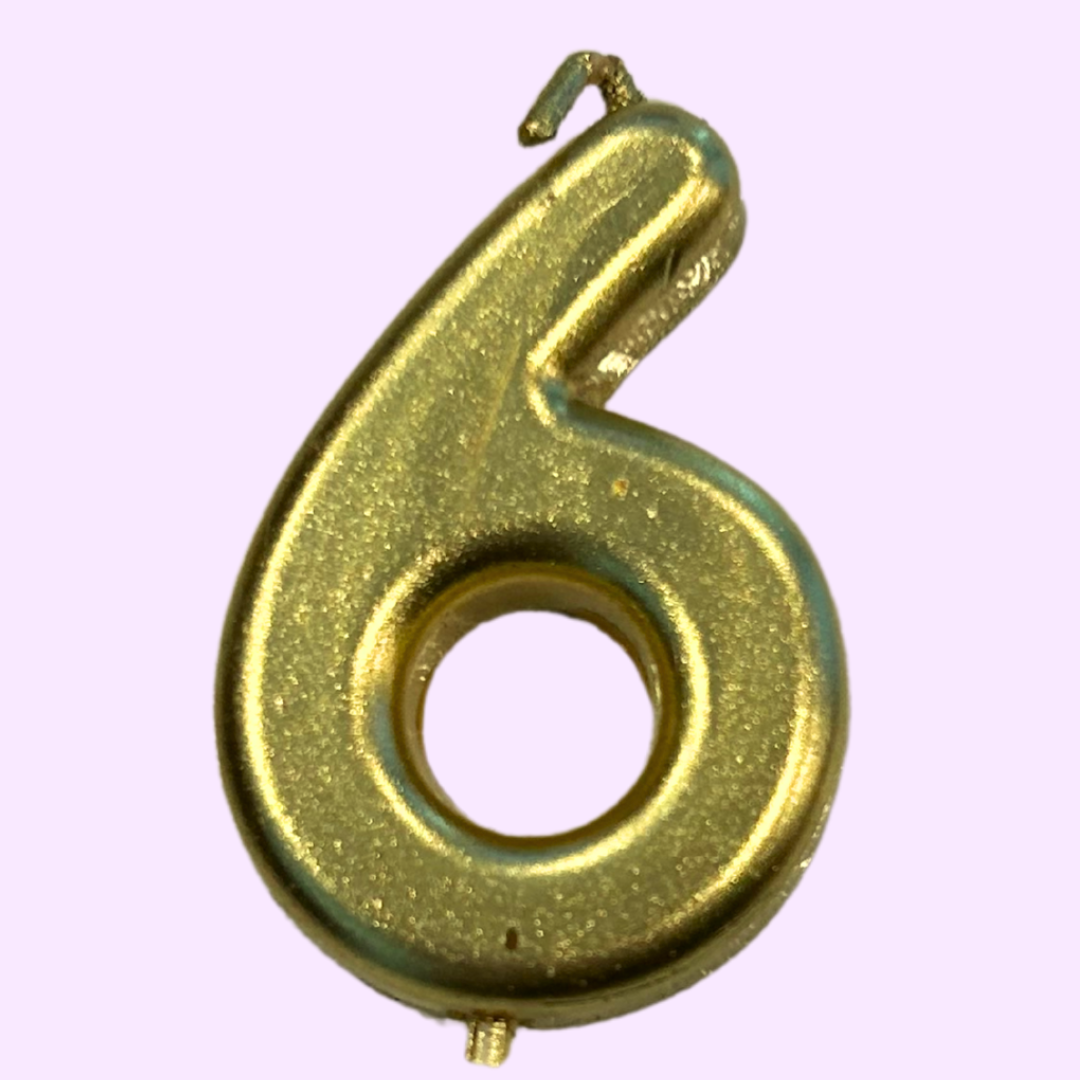Number 6 Candle - Gold