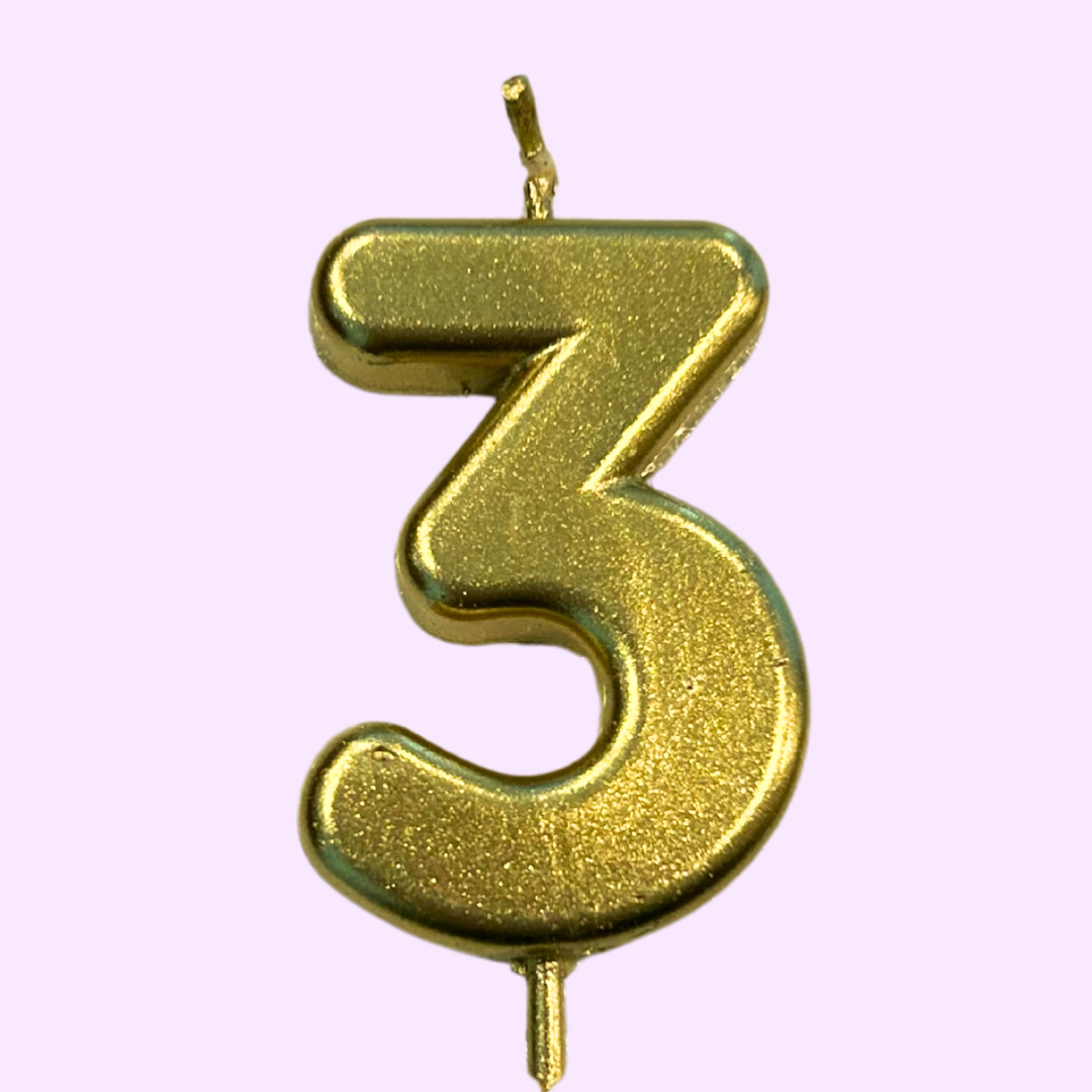 Number 3 Candle - Gold