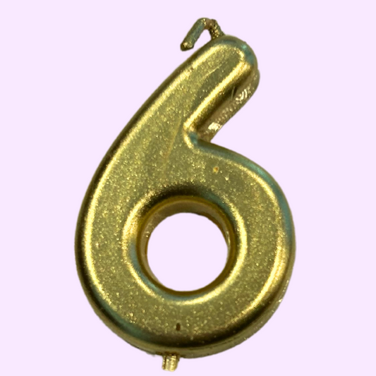 Number 6 Candle - Gold