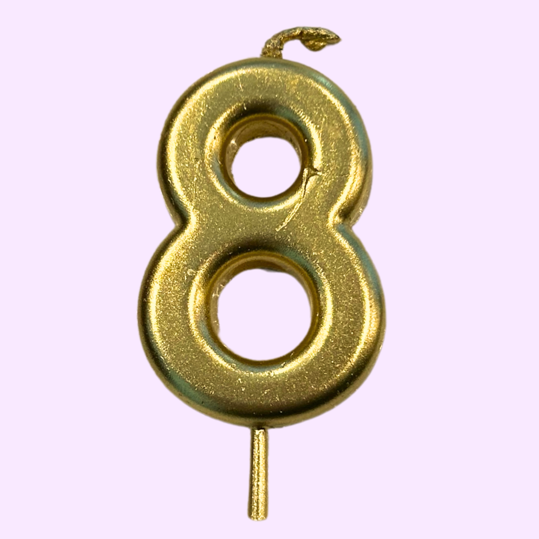 Number 8 Candle - Gold
