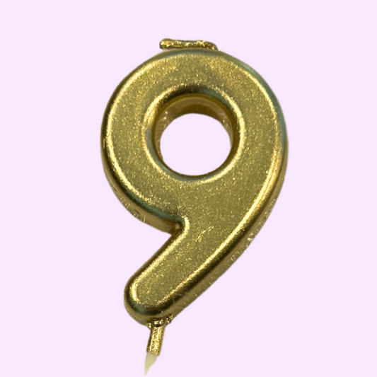 Number 9 Candle - Gold