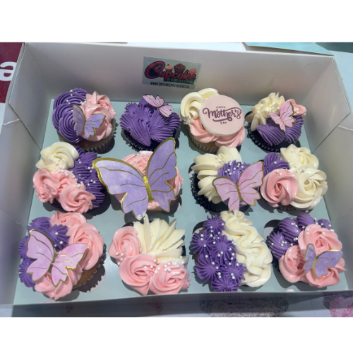 12 Flower and Butterfly Cupcakes