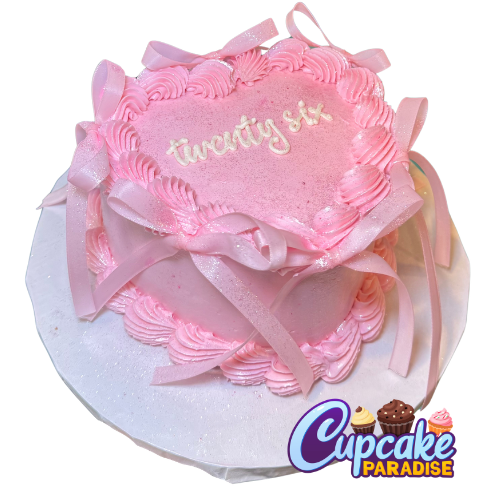 Message Heart Cake with Bows