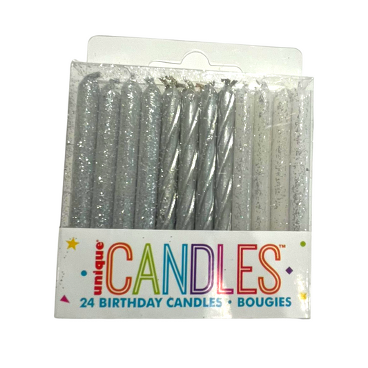 Silver Glitter Candle